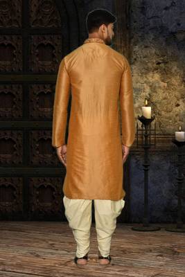 Mens silk embroidered dhoti kurta 4