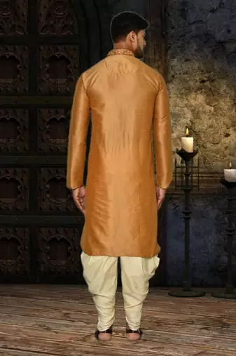Mens silk embroidered dhoti kurta