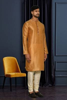 Mens silk embroidered kurta pajama 2