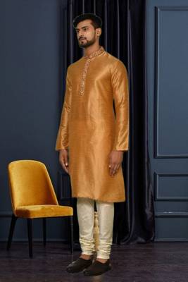 Mens silk embroidered kurta pajama 3