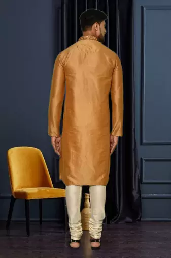 Mens silk embroidered kurta pajama