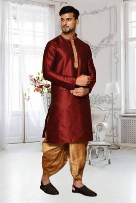 Mens silk embroidered dhoti kurta 1