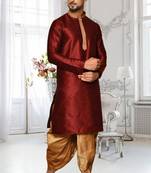 Mens silk embroidered dhoti kurta