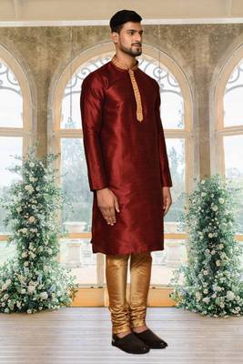 Mens silk embroidered kurta pajama 2