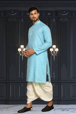Mens cotton plain dhoti kurta 1