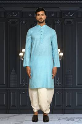 Mens cotton plain dhoti kurta 3
