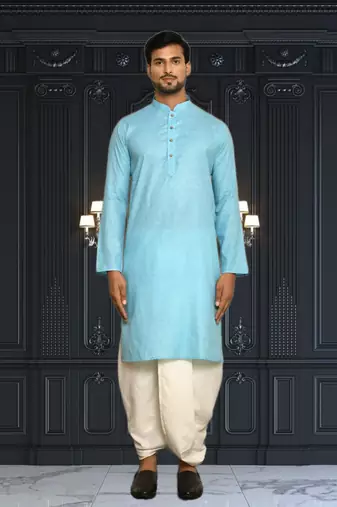 Mens cotton plain dhoti kurta