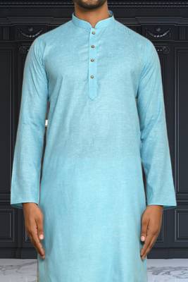 Mens cotton plain dhoti kurta 4