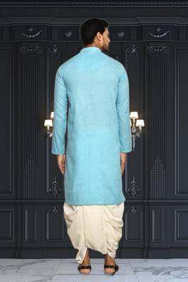 Mens cotton plain dhoti kurta 5