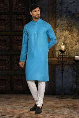 Mens cotton plain kurta pajama 1