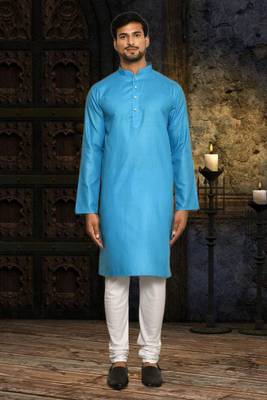 Mens cotton plain kurta pajama 3