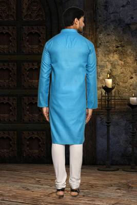 Mens cotton plain kurta pajama 4