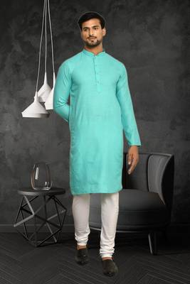 Mens cotton plain kurta pajama 1