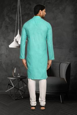Mens cotton plain kurta pajama 5