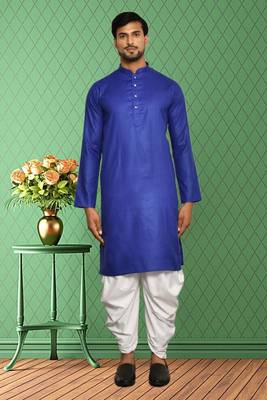 Mens cotton plain dhoti kurta 3