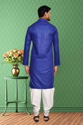 Mens cotton plain dhoti kurta 4