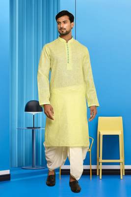 Mens cotton plain dhoti kurta 1