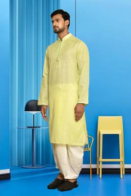 Mens cotton plain dhoti kurta 2