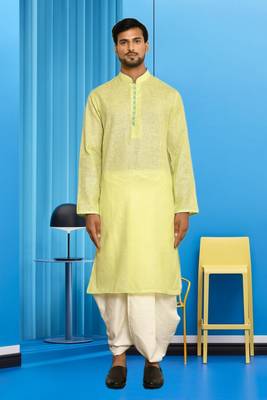 Mens cotton plain dhoti kurta 3