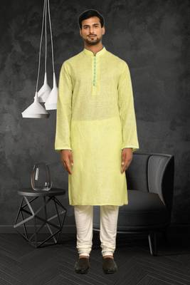 Mens cotton plain kurta pajama 3