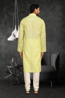 Mens cotton plain kurta pajama 5
