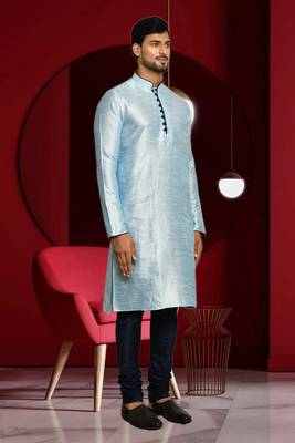 Mens silk plain kurta pajama 2