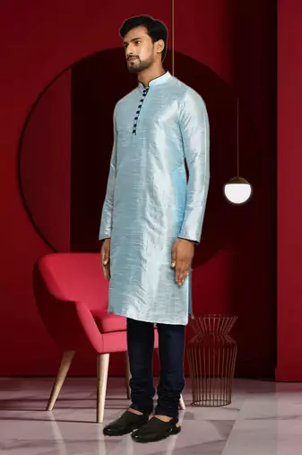 Mens silk plain kurta pajama