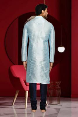Mens silk plain kurta pajama 4