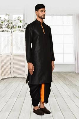 Mens silk plain dhoti kurta 2