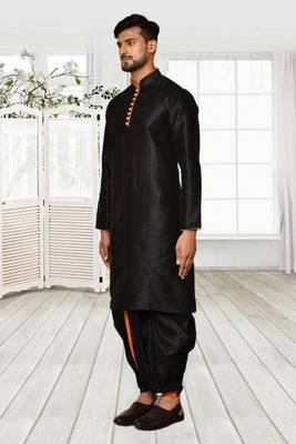 Mens silk plain dhoti kurta 3