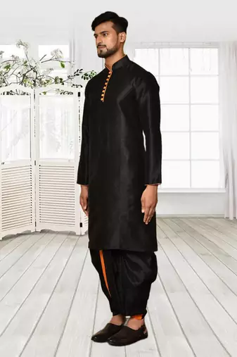 Mens silk plain dhoti kurta