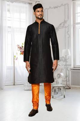 Mens silk plain kurta pajama 1