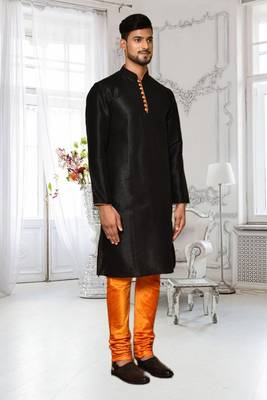Mens silk plain kurta pajama 2