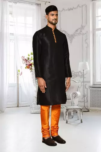 Mens silk plain kurta pajama