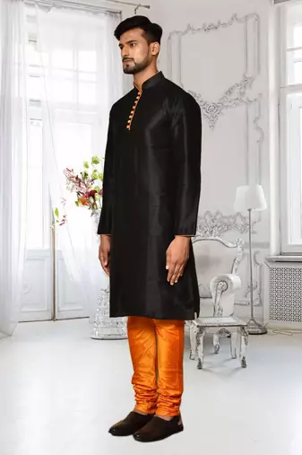 Mens silk plain kurta pajama