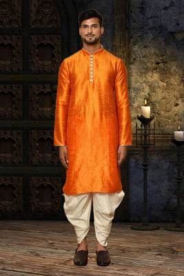 Mens silk plain dhoti kurta 3
