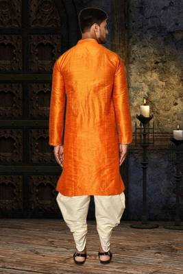Mens silk plain dhoti kurta 4