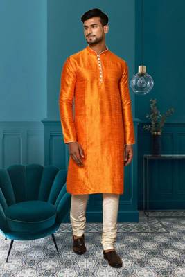 Mens silk plain kurta pajama 1