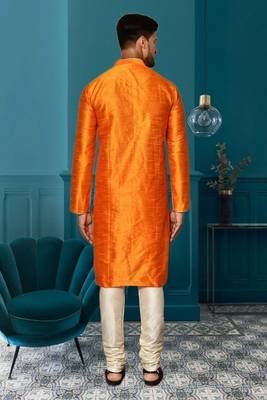Mens silk plain kurta pajama 4