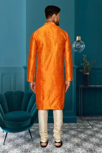Mens silk plain kurta pajama
