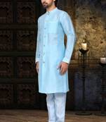 Mens silk embroidered kurta pajama