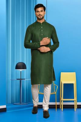 Mens cotton plain kurta pajama 1