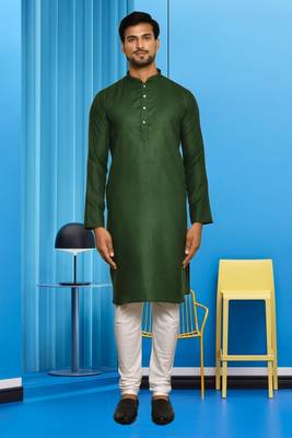 Mens cotton plain kurta pajama 4