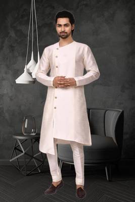 Mens silk plain kurta pajama 1