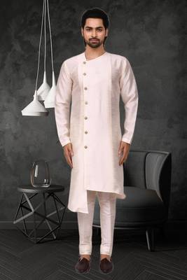 Mens silk plain kurta pajama 3