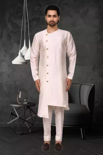 Mens silk plain kurta pajama
