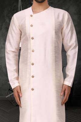 Mens silk plain kurta pajama 4