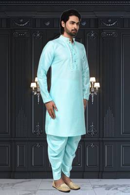 Mens silk plain dhoti kurta 2
