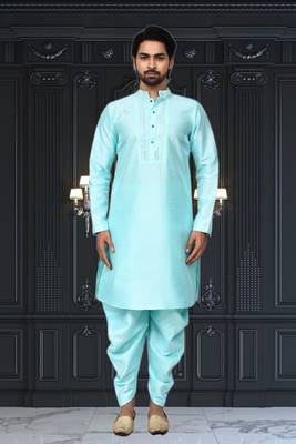 Mens silk plain dhoti kurta 3