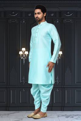 Mens silk plain dhoti kurta 4